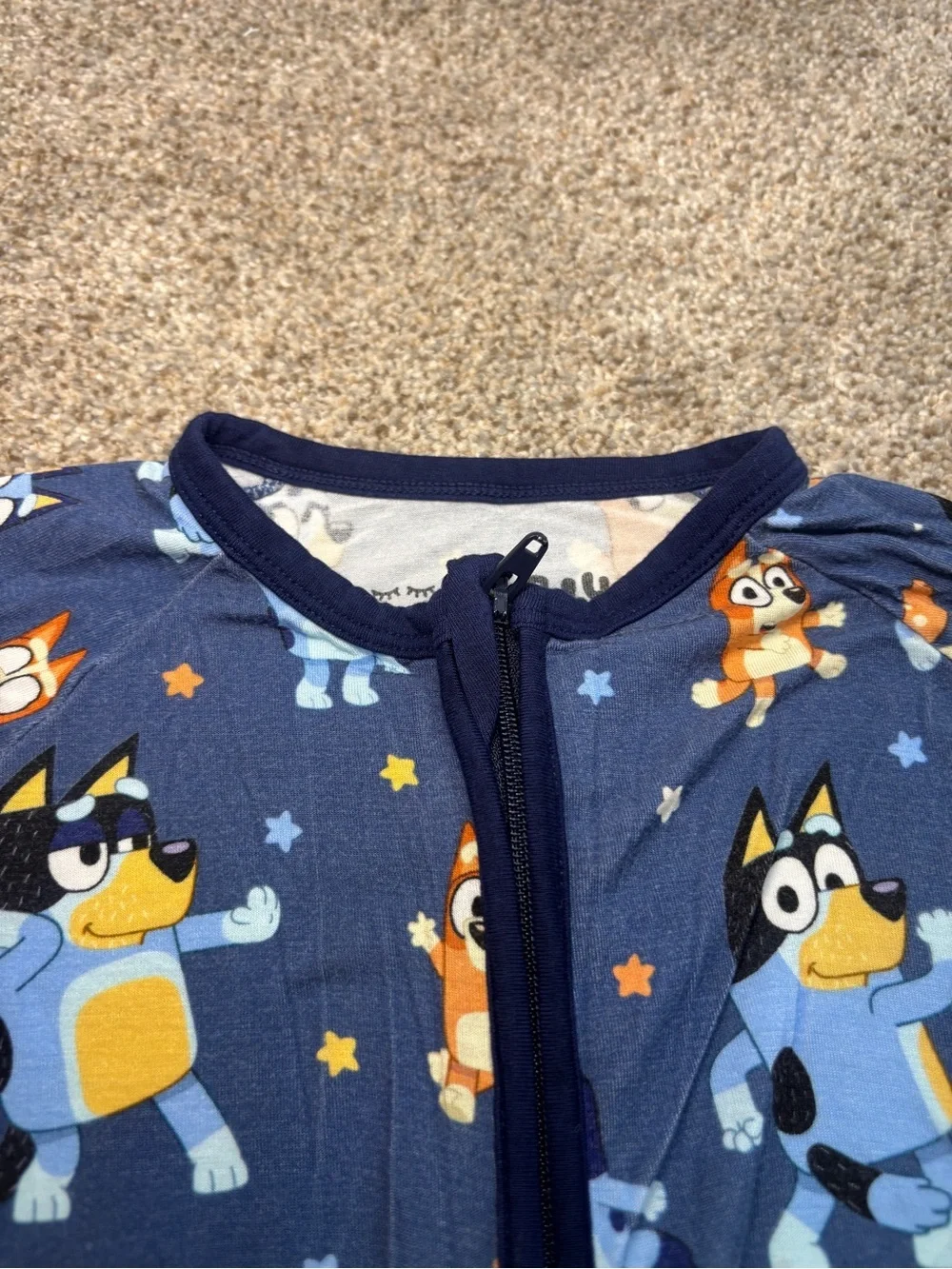 Little Sleepies Bluey Bamboo Zippy Pajamas One Piece Blue Size 6-12 months